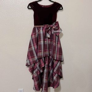 Like new maroon, red, pink and gold high low dress